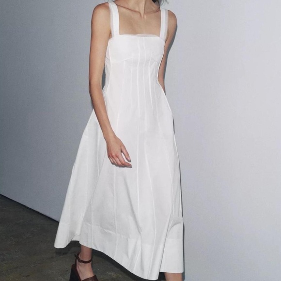 Zara Dresses & Skirts - NWT Zara Poplin Corset Seamed Maxi Dress in White - S